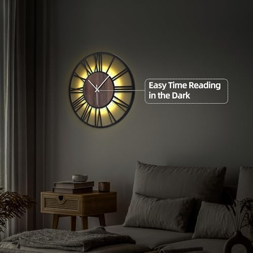 24" Silent Wall Clock – Glow Night Light, Battery Operated - Image 5