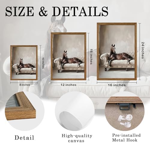 AVECCO Framed Horse Lying on Sofa Canvas Wall Art Vintage Decor 12x16 inch - Image 6