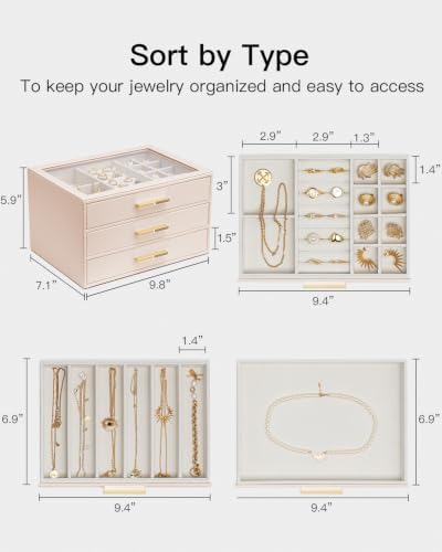 VLANDO Jewelry Box Organizer, 7-Layer Storage Drawers, Glass Window, Modern - Image 3