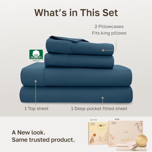 California Design Den 100% Cotton Sateen King Size Sheets Deep Pocket Set - Image 3