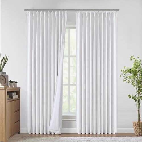 Vision Home White Pinch Pleated Full Blackout Curtains 60 inch Wide Thermal Insulated Window Panels 90 inch for Living Room Bedroom Room Darkening Pinch Pleat Drapes with Hooks Back Tab 60" Wx90 Lx1 - Image 2
