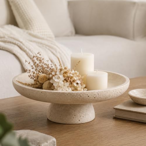 Natural Travertine Fruit Bowl for Kitchen Counter 10.2" - Image 6