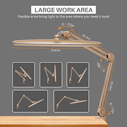 23-Inch LED Task Lamp with Clamp, 24W 2200LM, Gold - Image 3