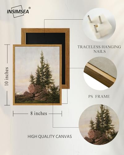 InSimSea Framed Canvas Wall Art, Vintage Rocky Landscape Painting, Rustic Nature Scenery Decor for Living Room Shelf Hallway,10x8in, Neutral Tones - Image 5