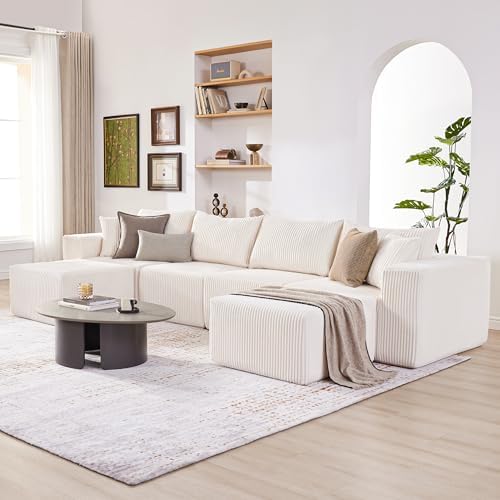 135.4" Modular Boneless Couch, Sectional Couches for Living Room, Beige - Image 6