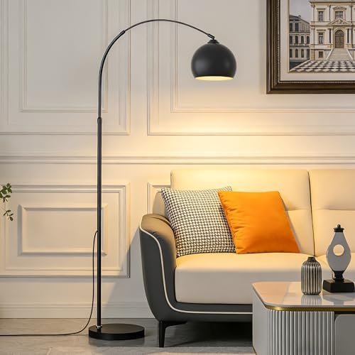 Black Minimalism Arc Floor Lamps with 12W LED Remote Dimming - Image 2