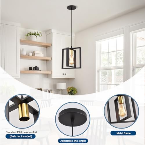 Set of 3 Rotatable Metal Frame Kitchen Island Pendant Lights - Image 3