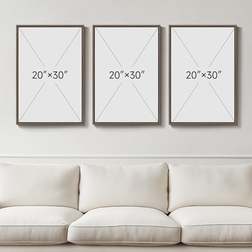 Large Framed Beige and Brown Neutral Abstract Wall Art, Set of 3, 20x30 In - Image 3