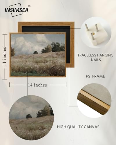InSimSea Framed Canvas Wall Art Vintage Decor, Cornfield Countryside Scenery Rustic Farmhouse Wall Decoration, Country Decor Wall Art for Bedroom, Living Room Kitchen Bathroom, 11"x14" - Image 5