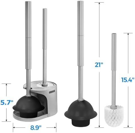 FORASTO 2 in 1 Toilet Plunger and Brush Set,Extended Handle Plunger,Toilet Bowl Brush Plunger Set,Bathroom Cleaning Tools,Cleaning Brush,Toilet Brush Plunger Combo,Charcoal Gray（20.8inch） - Image 6