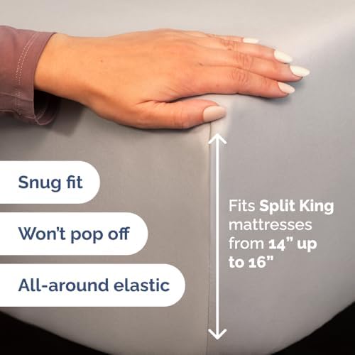 Flex Top Split Head King 4 Piece Sheet Set - Soft & Breathable - Light Grey - Image 4