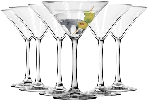 Libbey Entertaining Essentials Martini Glasses Set of 6, Tall, Slender, Triangular-Shaped Cocktail Glasses, Classic Martini Set for Wines, Cocktails by Libbey