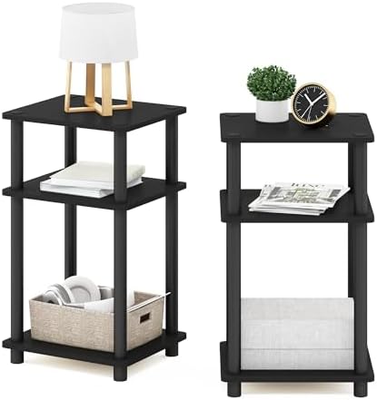 Furinno JUST Toolless 3-Tier Side Table Set of 2, Open Shelf, Americano - Image 4