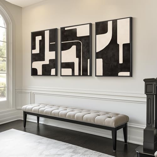 Large Framed Neutral Abstract Canvas Wall Art for Living Room, 24x36 Inch - Image 2