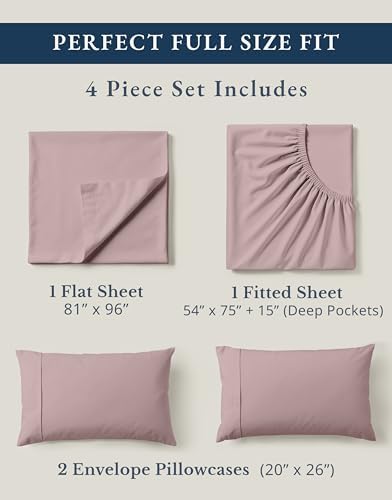 LANE LINEN Full Size Bed Sheets 100% Organic Cotton Cooling Soft - Lilac - Image 4