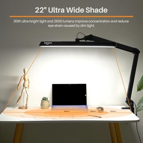 LED Architect Desk Lamp with Clamp, 30W 2500LM, Black 30CCT - Image 3