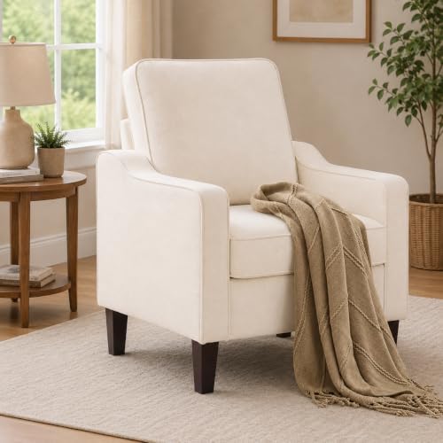 Weture Mid-Century Accent Chair, Beige Armchair Living Room Chairs - Image 4
