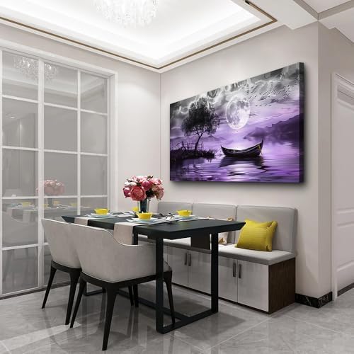 hyidecorart Large Wall Art For Living Room Canvas Wall Decor For Bedroom Office Decoration Black And White Wall Paintings Purple Scenery Abstract Pictures Canvas Prints Artwork Home Decor 48" x 24" - Image 4