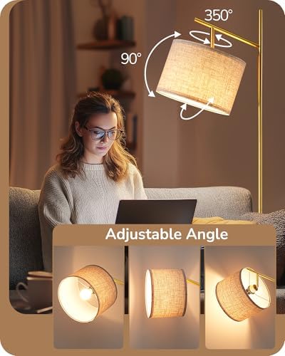 EDISHINE 64.7IN Gold Floor Lamp for Living Room with Remote, Standing Lamp - Image 4