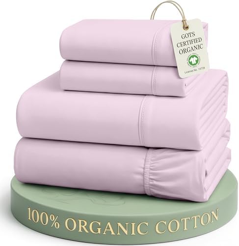 LANE LINEN King Sheets 100% Organic Cotton Cooling Soft 4pc - Orchid Petal by LaneLinen