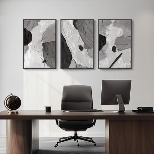 Large Framed Black and White Abstract Wall Art for Living Room, 20x30 Inch - Image 4