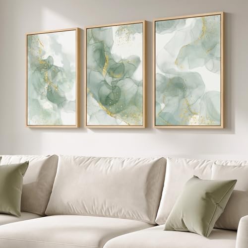 Framed Sage Green Abstract Wall Art for Bedroom, 3 Piece Set, Each 16x24 In - Image 5