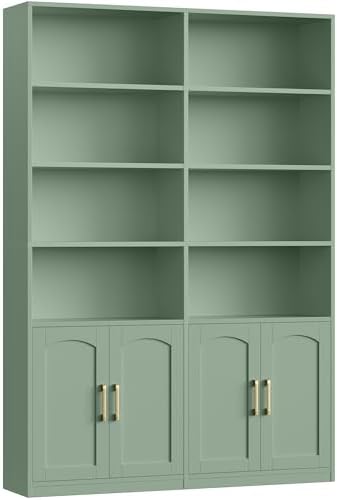 FACBOTALL Bookshelf and Bookcase with Doors, Double Wide Large Bookshelves - Image 7
