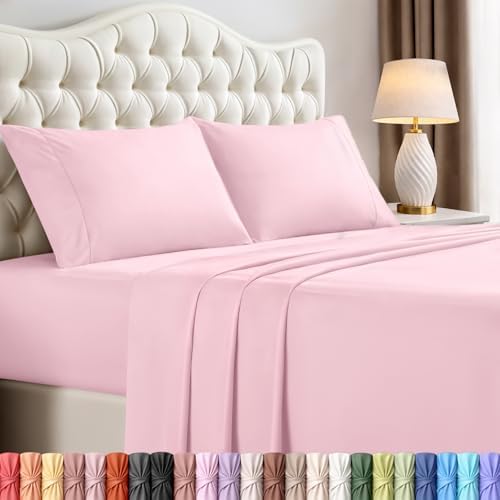 Queen Sheet Set, 4 Pieces 16" Deep Pocket Hotel Luxury Sheets, Crystal Pink by UTOPIABEDDING