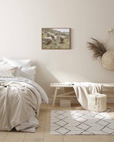 InSimSea Framed Canvas Wall Art Vintage Decor, Sheep on the Dunes Wall Pictures Farmhouse Decor Wall Art, Large Wall Art Living Room Decoration, Bathroom Bedroom Office, 12"x16" - Image 3