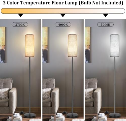 PARTPHONER Floor Lamp for Living Room, Modern Standing Lamps with Lampshade, Minimalist Tall Lamp with Foot Switch for Living Room, Bedroom, Kids Room, Office(Bulb Not Included) - Image 2