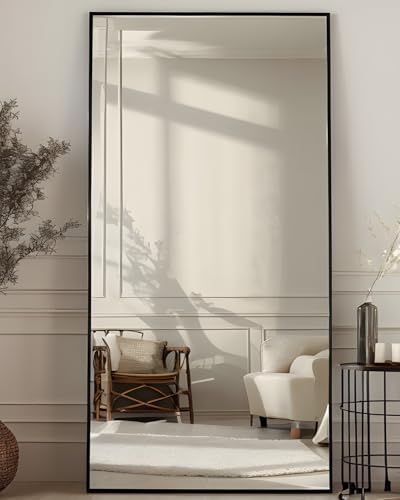 Antok Full Length Mirror, 76"x34" Floor Mirror with Stand, Black, Rect by AntokMirror