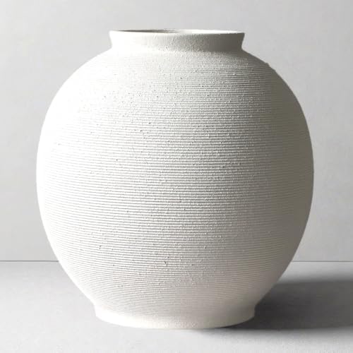 Large White Ceramic Vase, 10.8" Sandstone White by KayolinCommunity