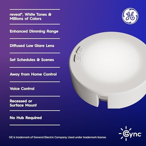 Cync GE Reveal HD+ Smart Undercabinet Puck Light Fixtures, Color Changing Undercab Puck Lights, Smart Wi-Fi Kitchen Lights, Works with Alexa and Google Home, 3-in (3 Pack) - Image 3