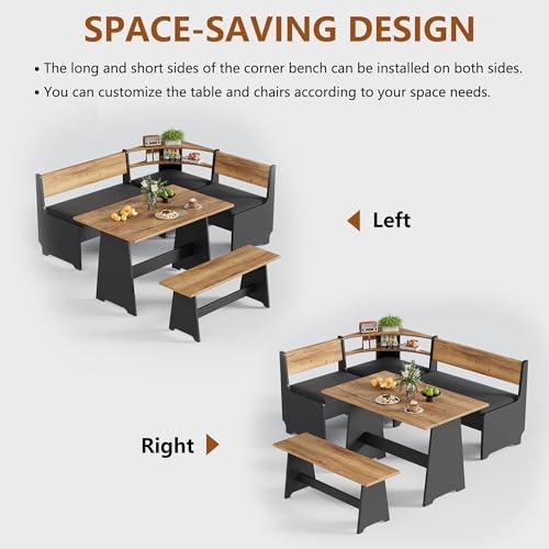 PAKASEPT Corner Breakfast Nook Table Set Kitchen Bench with Soft Cushion - Image 5