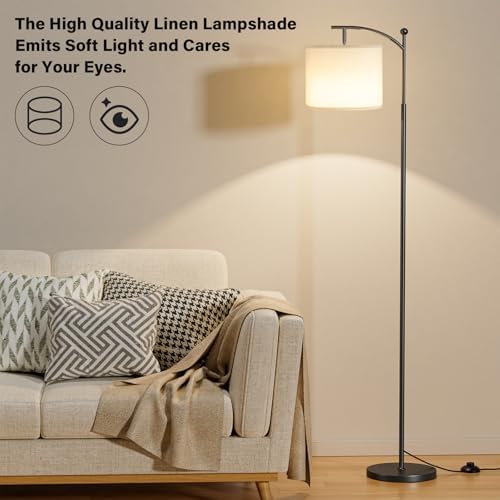 Ambimall 60" Floor Lamp with Remote and Stepless Dimmable Bulb, Black Pole - Image 5