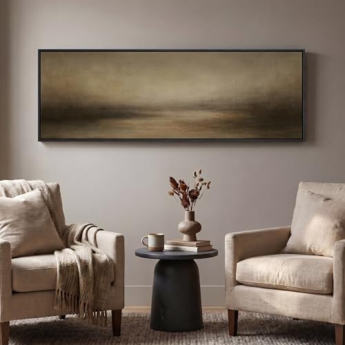 Large Framed Horizontal Abstract Landscape Wall Art for Living Room, 60x20 - Image 3