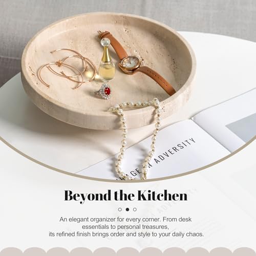 Koville Natural Italian Travertine Fruit Bowl for Kitchen Counter – 10" Decorative Stone Serving Decorative Bowl for Vegetables, Foods and Home Decor Centerpiece - Image 6