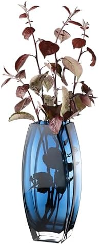 Glass - Vase - Blue - Teal - 12.6" Height - Heavy Durable - Made in Europe - by Barski - Image 2