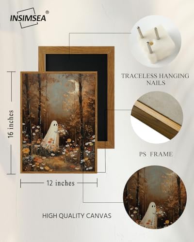 InSimSea Halloween Ghosts Wall Art Decor, Fall Vintage Wildflowers, 12x16in - Image 5