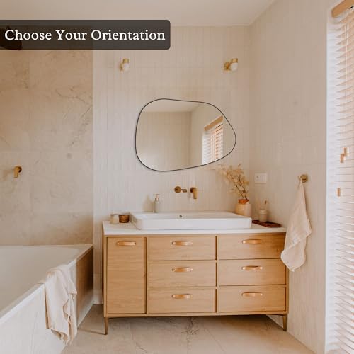 PERFNIQUE Irregular Wall Mirror Asymmetrical Mirror, 27''x19'' Black Mirror for Bathroom Bedroom Living Room Entryway, Decorative Modern Wall Decor, Wall Mounted Mirror (Black, 27''x19'') - Image 4