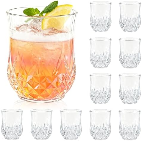 12 Pack Plastic Stemless Wine Glasses, 12oz Unbreakable Wine Cups by LEYIQU