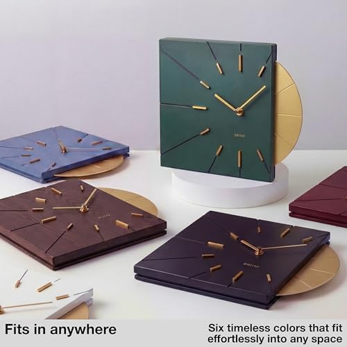 Driini Mid Century Modern Wall Clock, Battery Operated, Green and Gold - Image 6