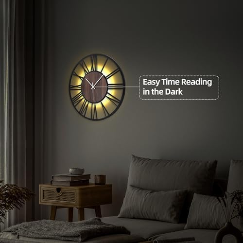 20" Silent Wall Clock – Glow Night Light, Battery Operated - Image 5