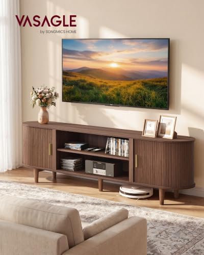 VASAGLE 70 Inch TV Stand, Mid Century Entertainment Center with Storage - Image 2