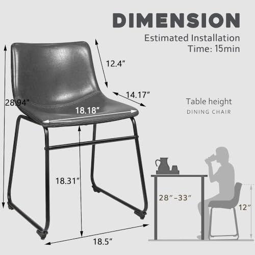 Waleaf Dining Chairs Set of 4, 18" Faux Leather Counter Height Bar Stools - Image 2
