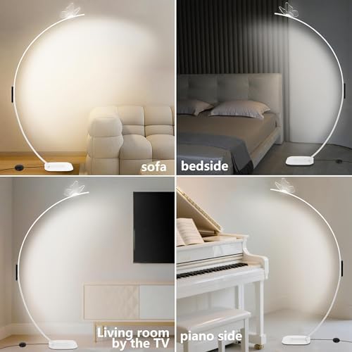 Arched Floor Lamp with Butterfly Design, Adjustable Brightness up to 2000 Lumens, Remote & Pedal Control, 3 Light Settings Standing Lamp for Living Room, Bedroom, Office (White) - Image 5