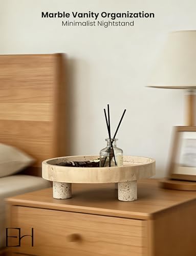 10" Round Marble Fruit Bowl, Three-Legged Decorative Bowl - Image 2