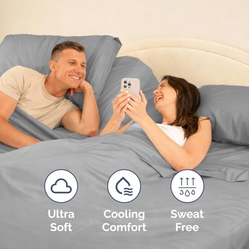 Flex Top Split Head King 4 Piece Sheet Set - Soft & Breathable - Steel Blue - Image 5