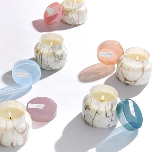 Capri Blue Modern Marble Jar Candles - Luxury Candles for Home Scented - Long Lasting Soy Wax Blend - (Aloha Orchid, 19 oz) - Image 5