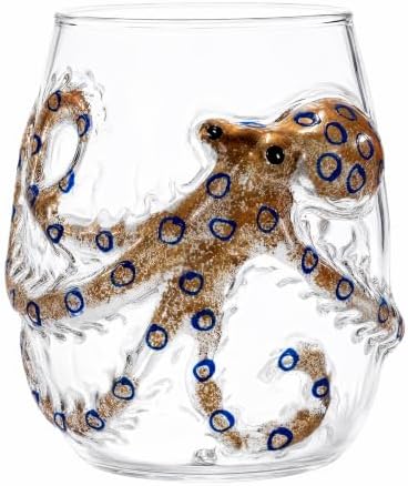 3D Ocean Animal Artisan Glassware Collection, Marine Animal Embossed Cup - Image 2